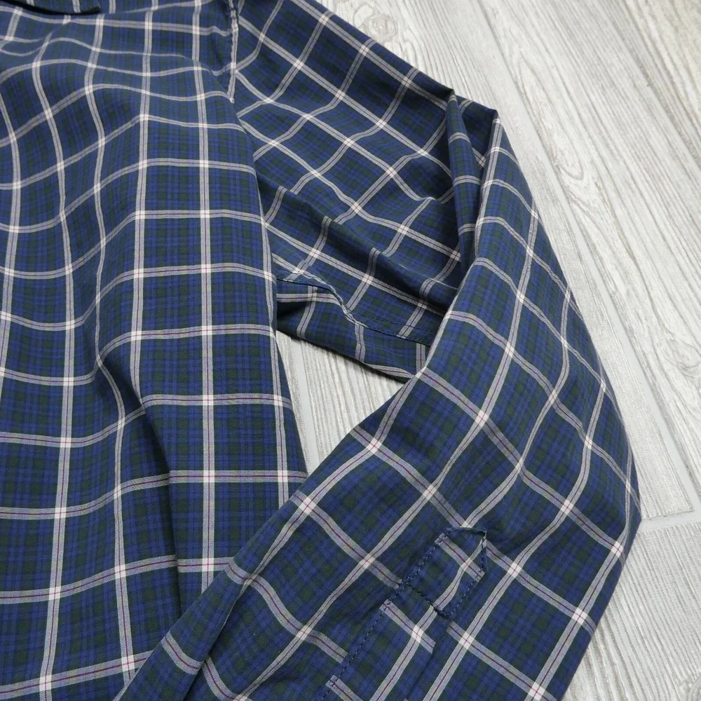 Banana Republic Shirt Adult XL Blue Plaid Custom 078 Wash‎ Camden Fit Mens